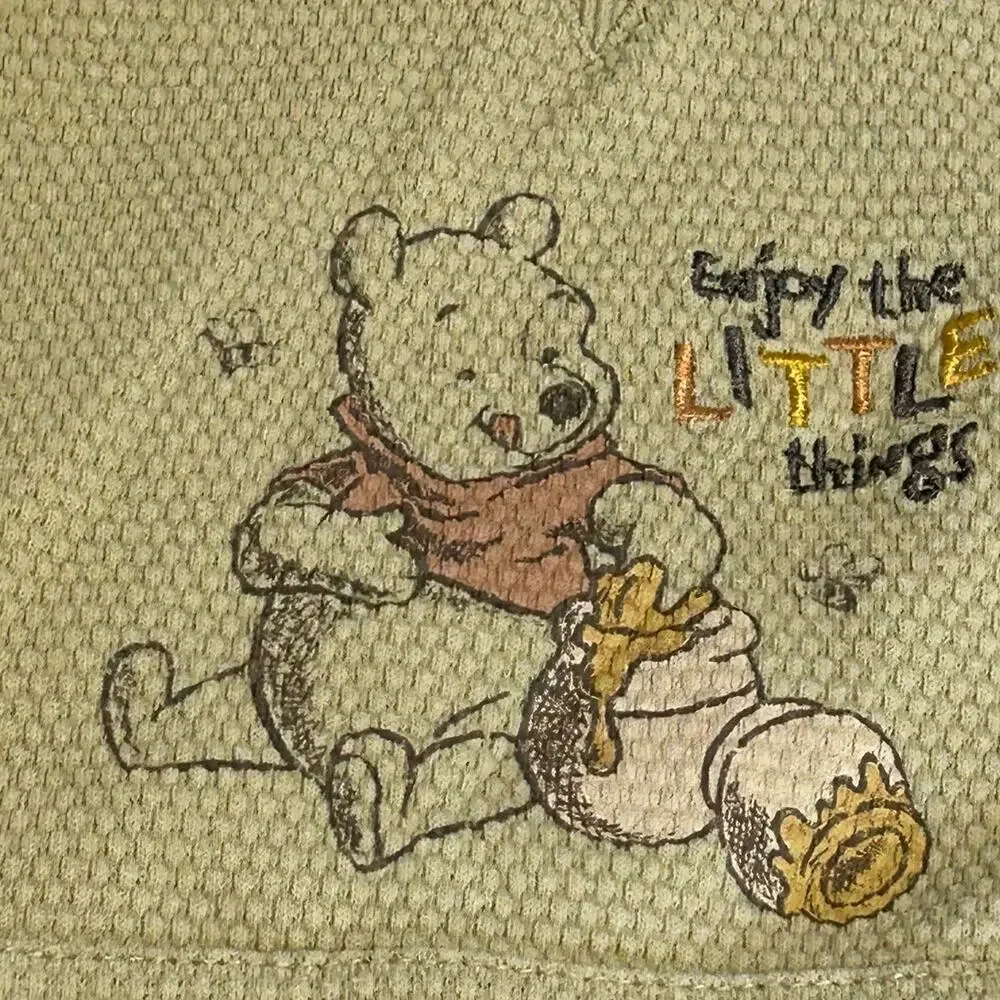 Disney Winnie the Pooh sage green waffle knit set Enjoy the Little Things